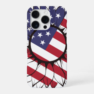 Funda Para iPhone 16 Pro Girasol Patriótico Americano