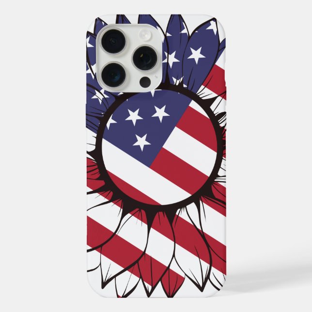 Funda Para iPhone Girasol Patriótico Americano (Reverso )
