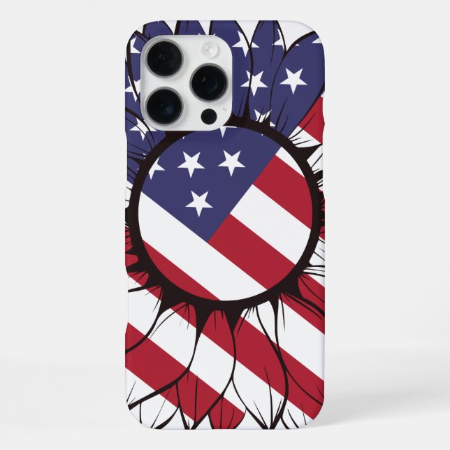 Funda Para iPhone Girasol Patriótico Americano (Reverso )