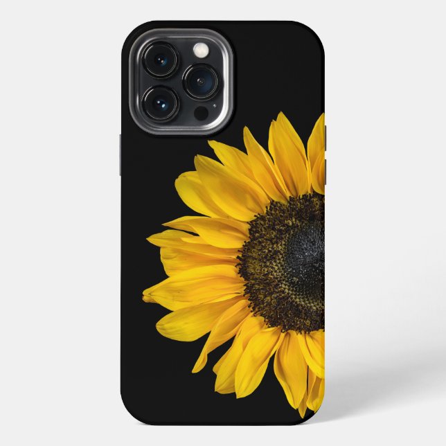 Funda Para iPhone Girasol Sobre Negro (Reverso )