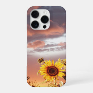FUNDA PARA iPhone 16 PRO GIRASOL Y PUESTA DE SOL VERANIEGA ROSA