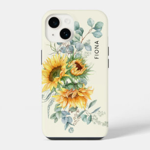Funda Para iPhone 14 Girasoles Rústicos Eucalipto Verdor Personalizado