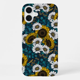 Funda Para iPhone 16 Plus Girasoles y margaritas, jardín de verano 2