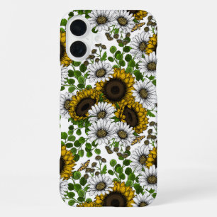 Funda Para iPhone 16 Plus Girasoles y margaritas, jardín de verano 3