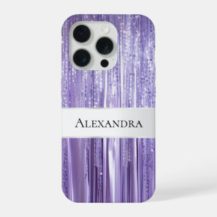 Girly Purple Glam Glitzy Tinsel Stripes