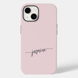 Funda Para iPhone 14 Giro Rubor Nombre de monograma rosa Firma Script C