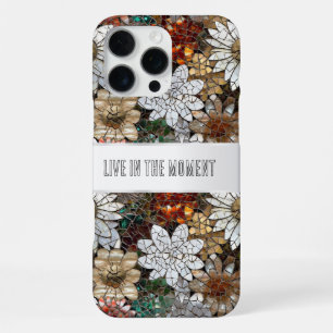 Funda Para iPhone 16 Pro Max Glam Champagne Flores blancas rojas de oro