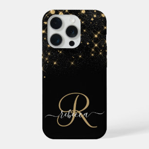 Glam Oro Brillo Diamante Brillo Monograma Elegante