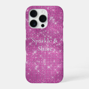 Funda Para iPhone 16 Pro Glam Sparkle, Moda glitzy rosa