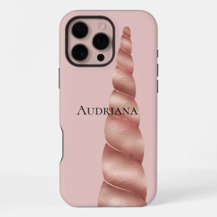 Funda Para iPhone 16 Pro Max Glam Unicorn de oro Rosa Rosa de Rubor