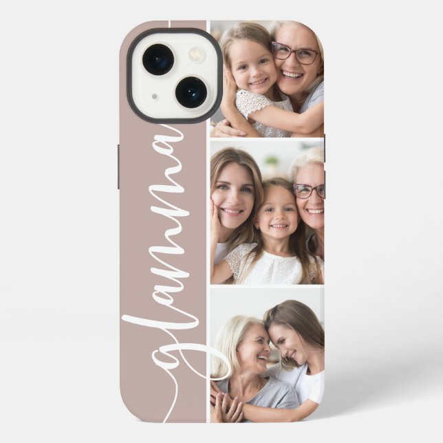 Funda Para iPhone Glamma Script Abuela Collage de Fotos (Reverso )