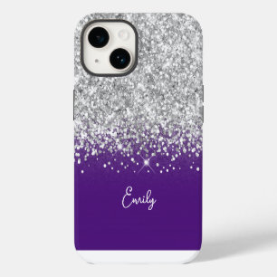 Funda Para iPhone 14 Glamor de Purpura Real y Plata Brillante
