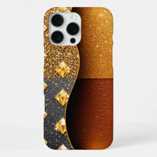 Funda Para iPhone 16 Pro Max Glamour Guard: Cuero con Purpurina