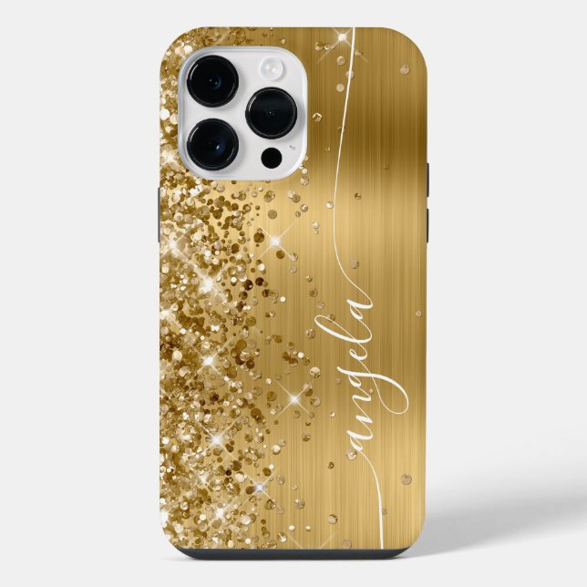 Funda Para iPhone Glittery Gold Glam Firma (Reverso )