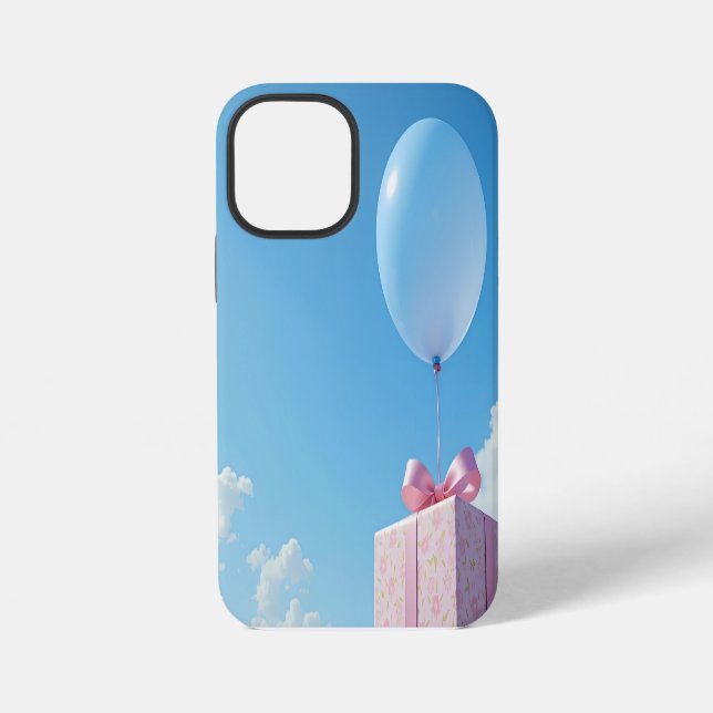 Funda Para iPhone globo con regalo en cielo azul (Reverso )