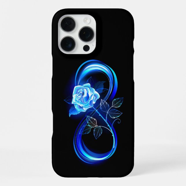 Funda Para iPhone Glowing infinity with blue rose (Reverso )