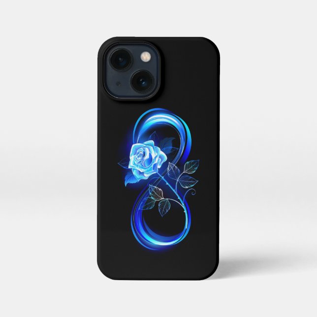 Funda Para iPhone Glowing infinity with blue rose (Reverso )