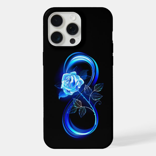 Funda Para iPhone Glowing infinity with blue rose (Reverso )