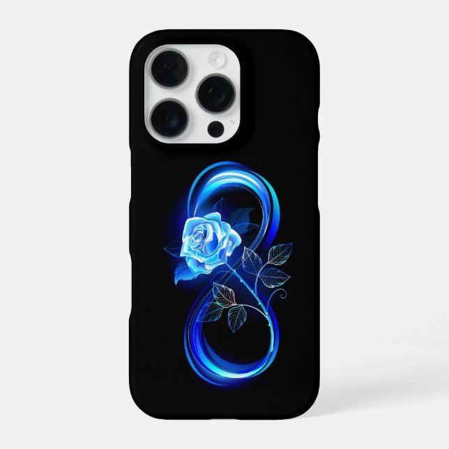 Funda Para iPhone Glowing infinity with blue rose (Reverso)