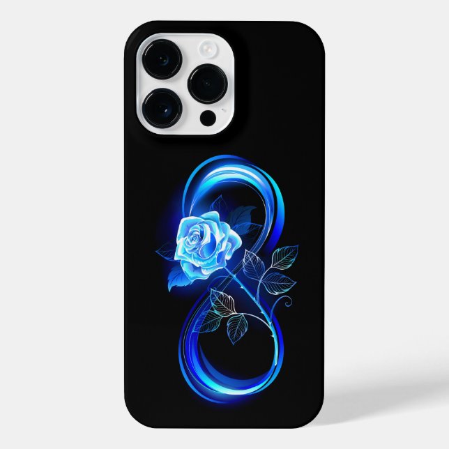 Funda Para iPhone Glowing infinity with blue rose (Reverso)