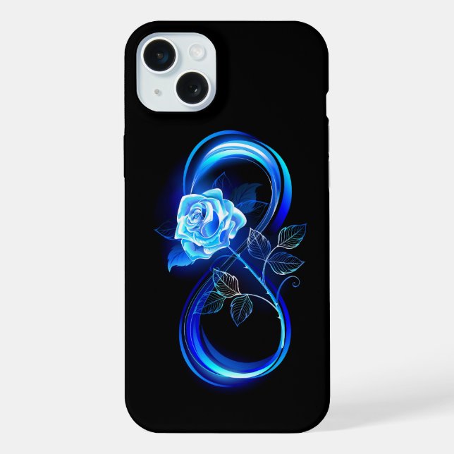 Funda Para iPhone Glowing infinity with blue rose (Reverso )