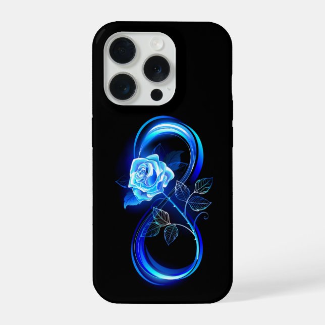 Funda Para iPhone Glowing infinity with blue rose (Reverso )