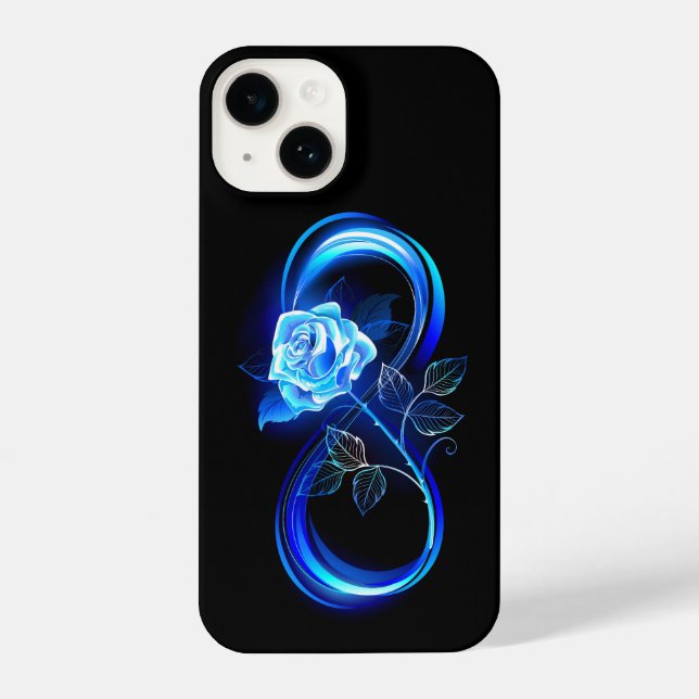 Funda Para iPhone Glowing infinity with blue rose (Reverso )