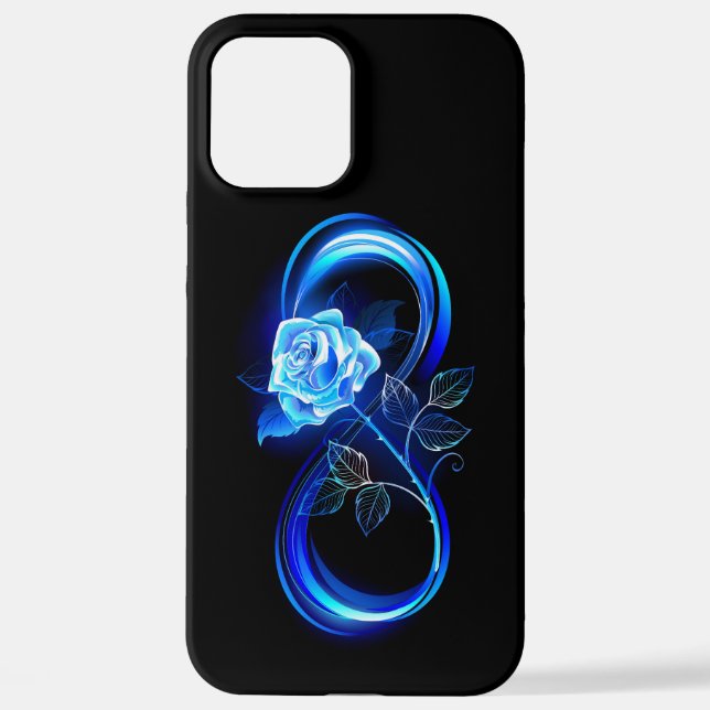 Funda Para iPhone Glowing infinity with blue rose (Reverso )