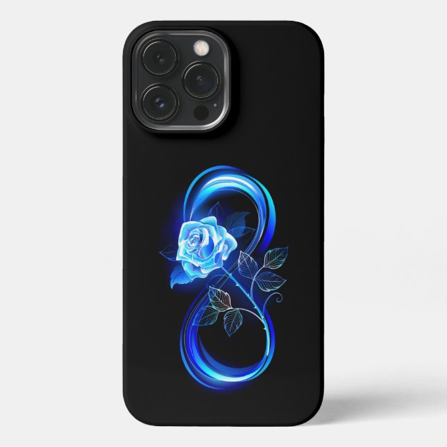 Funda Para iPhone Glowing infinity with blue rose (Reverso )