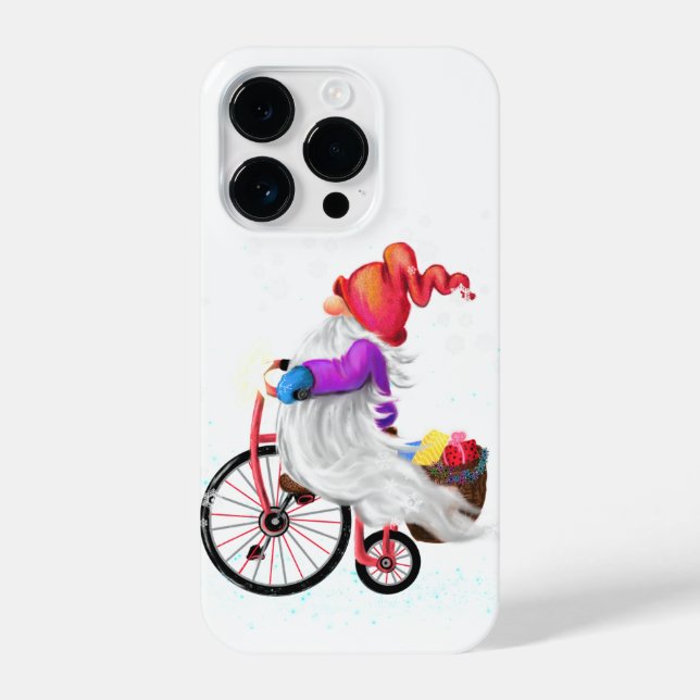 Funda Para iPhone Gnome navidad con bicicleta y regalos (Reverso )