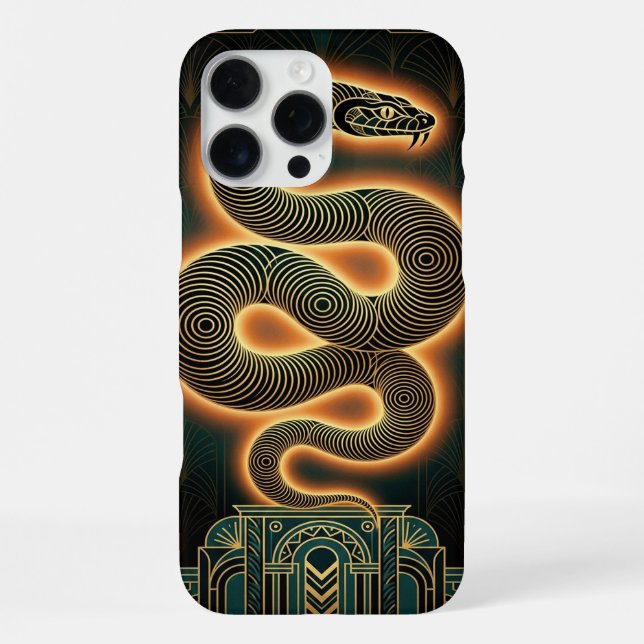 Funda Para iPhone Gold Teal iPhone 16 Pro Max Case | Mystical Snake  (Reverso )