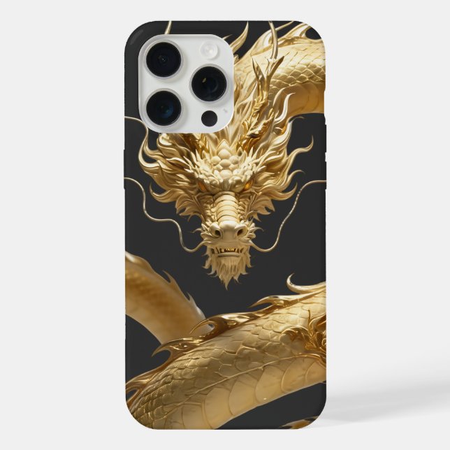 Funda Para iPhone Golden Chinese Dragon Art | Mythical Creature Fant (Reverso )