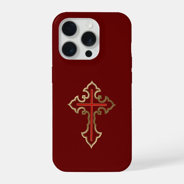 Funda Para iPhone Golden Christian cross (Reverso )