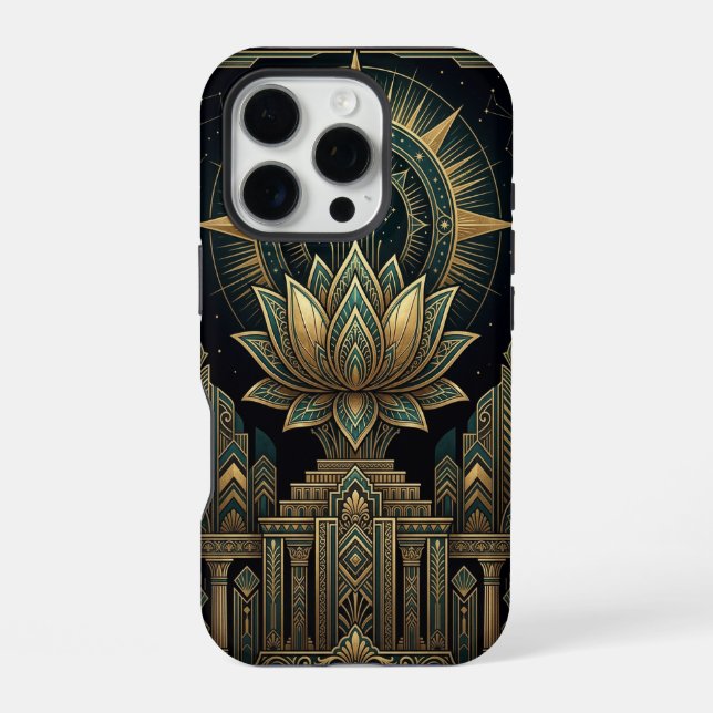 Funda Para iPhone Golden Lotus Flower | iPhone 16 Pro Case  (Reverso )