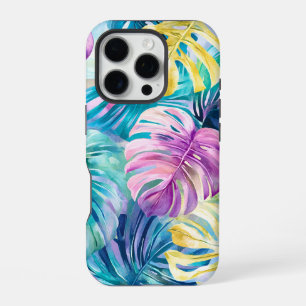 Funda Para iPhone 16 Pro Golden Watercolor Tropical Leaves Paradise