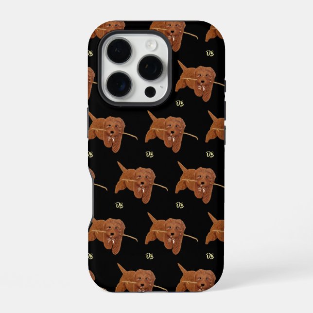 Funda Para iPhone Goldie Golden Doodle Negro (Reverso )