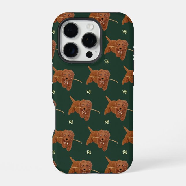 Funda Para iPhone Goldie Golden Doodle Verde (Reverso )