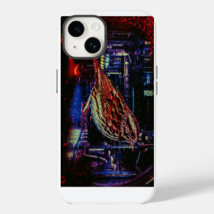 Funda Para iPhone 14 Gorrión Cyberpunk en paisaje urbano de neón