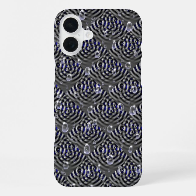 Funda Para iPhone Gotas de lluvia gris azul Metalizado (Reverso )