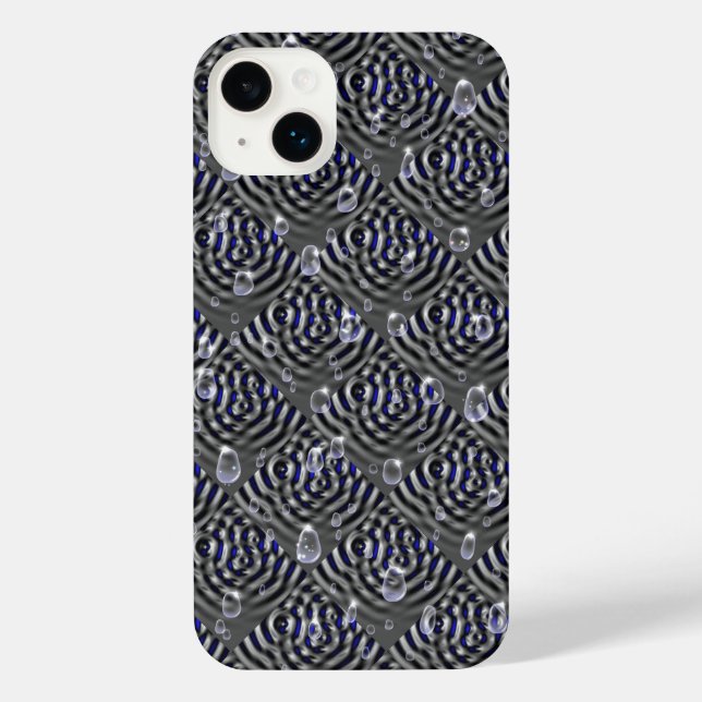 Funda Para iPhone Gotas de lluvia gris azul Metalizado (Reverso )