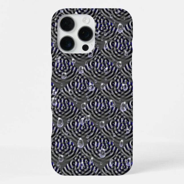 Funda Para iPhone Gotas de lluvia gris azul Metalizado (Reverso )