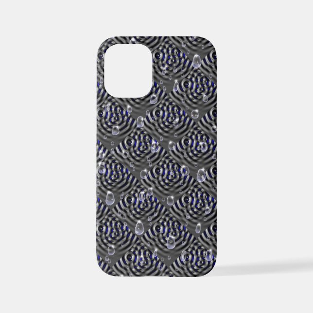 Funda Para iPhone Gotas de lluvia gris azul Metalizado (Reverso )