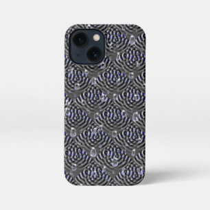 Funda Para iPhone 13 Mini Gotas de lluvia gris azul Metalizado