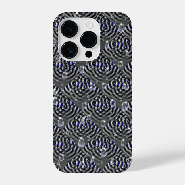 Funda Para iPhone Gotas de lluvia gris azul Metalizado (Reverso )