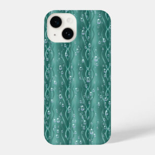 Funda Para iPhone 14 Gotas de lluvia Metalizado verdes