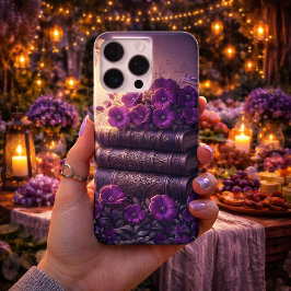 Funda Para iPhone 16 Pro Max Gothic Book Purple Floral