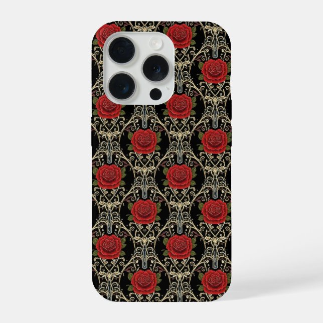 Funda Para iPhone Gothic Roses Pattern Phone Case (Reverso )