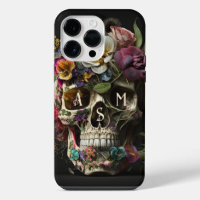 Gótico de cráneo floral Pagan Monograma Iniciales