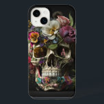 Funda Para iPhone 14 Plus Gótico Floral Skull Pagan Monograma<br><div class="desc">Hermosas flores alrededor de este cráneo humano lo convierten en un precioso gótico gráfico pagano. Perfecto para brujas,  chamanes,  paganos,  nórdicos,  punk,  wicca,  ocultistas y hechiceros. Personalizar con su monograma inicial.</div>