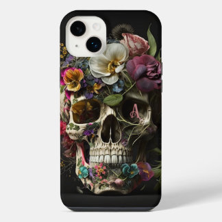 Funda Para iPhone 14 Plus Gótico Floral Skull Pagan Monograma